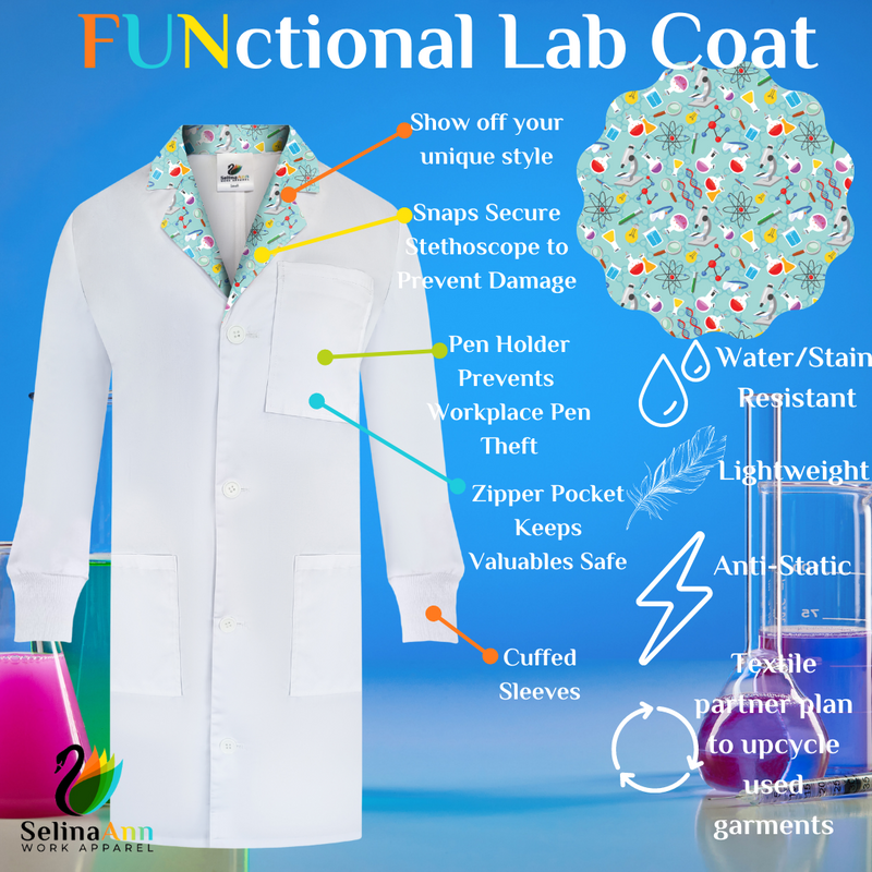 Designer Lab Coat-Science Lab Print – Selina Ann Work Apparel